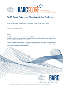 BARC Score for Enterprise BI and Analytics Platforms 2018