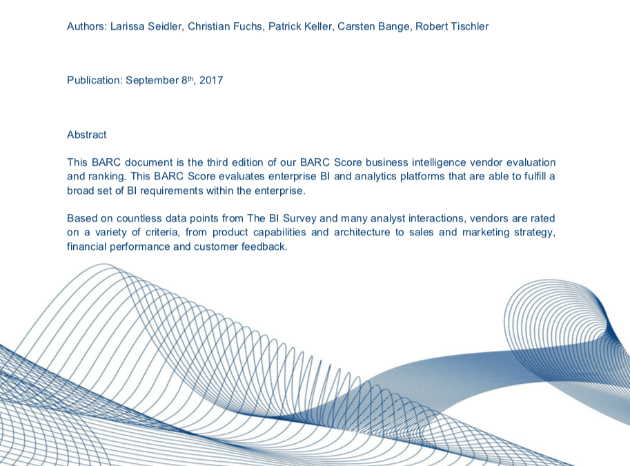 BARC Score for Enterprise BI and Analytics Platforms 2018