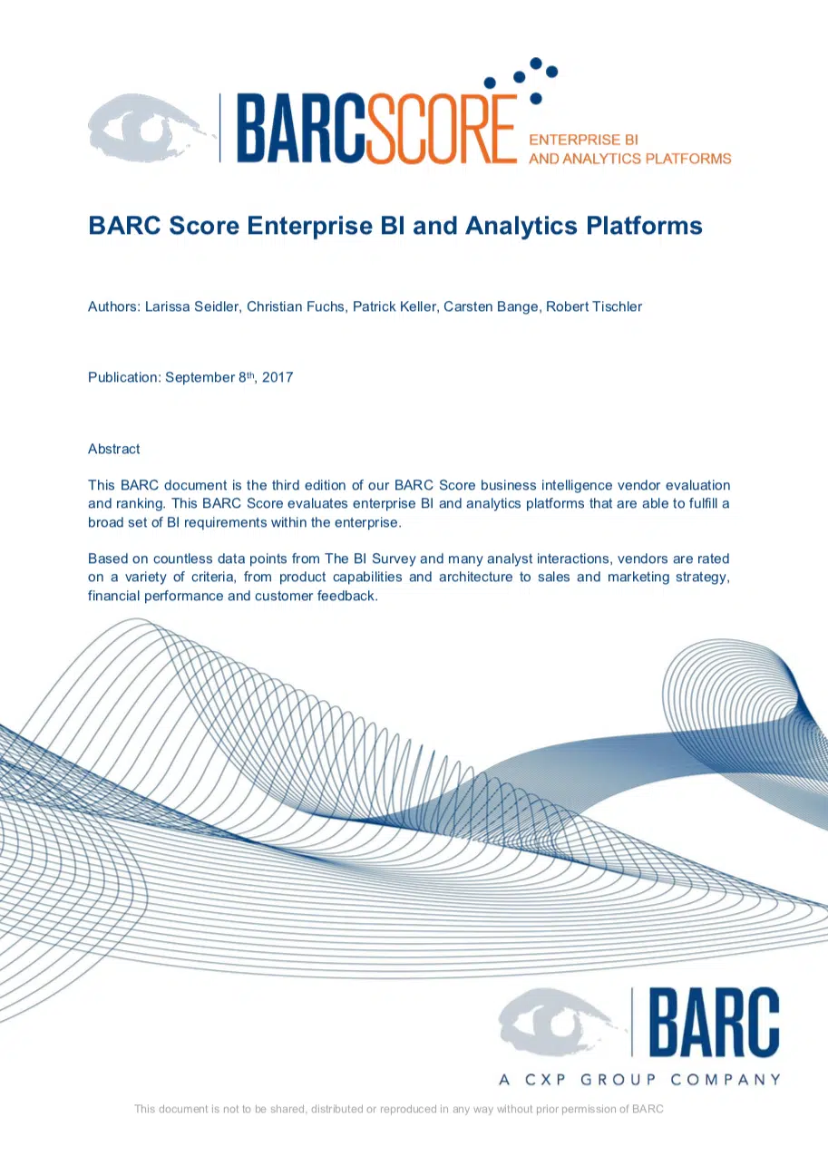 BARC Score for Enterprise BI and Analytics Platforms