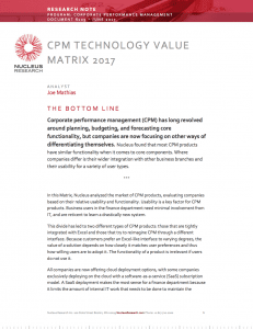 Nucleus Research CPM Technology Value Matrix 2017